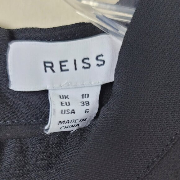 REISS Black Sheer High Neckline Blouse Classic Chic - Picture 9 of 10